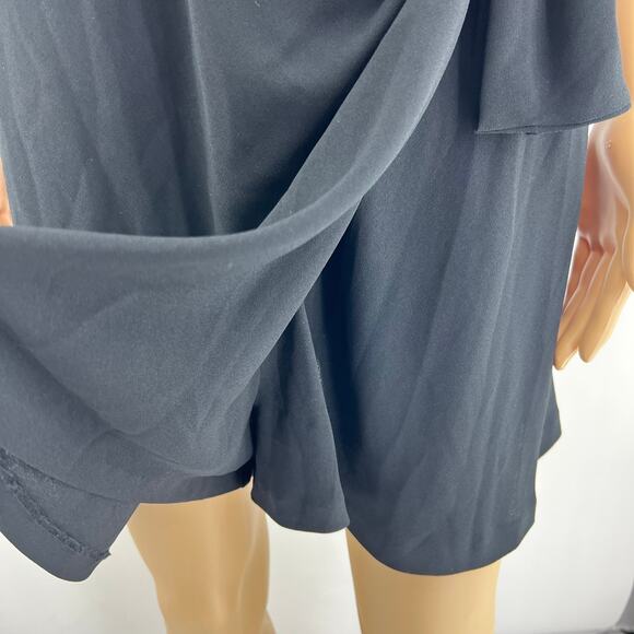 Rachel Rachel Roy (12) Cream Black Sleeveless Plunge V Wrap Front Romper - Picture 5 of 7